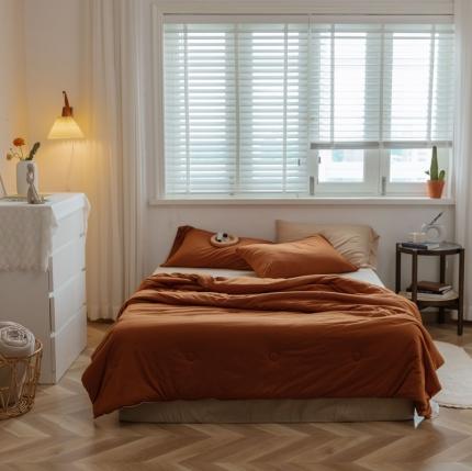 91家纺网 家纺一手货源 找家纺 （总）寐眠 2021新款纯色条纹针织棉夏被