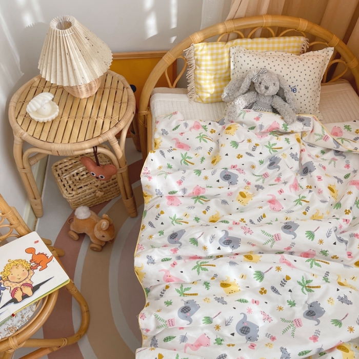 91家纺网 家纺一手货源 找家纺 星期八 2021新款全棉卡通儿童夏被 快乐小象