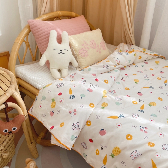 91家纺网 家纺一手货源 找家纺 星期八 2021新款全棉卡通儿童夏被 萝卜兔