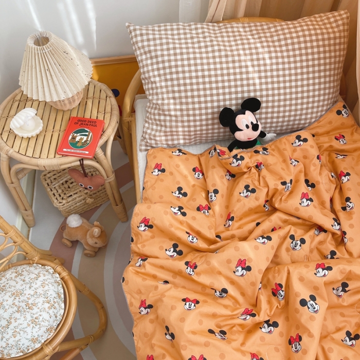 91家纺网 家纺一手货源 找家纺 星期八 2021新款全棉卡通儿童夏被 米奇-橙