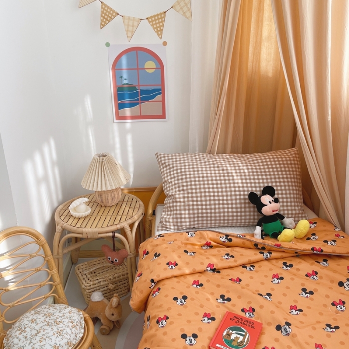 91家纺网 家纺一手货源 找家纺 星期八 2021新款全棉卡通儿童夏被 米奇-橙