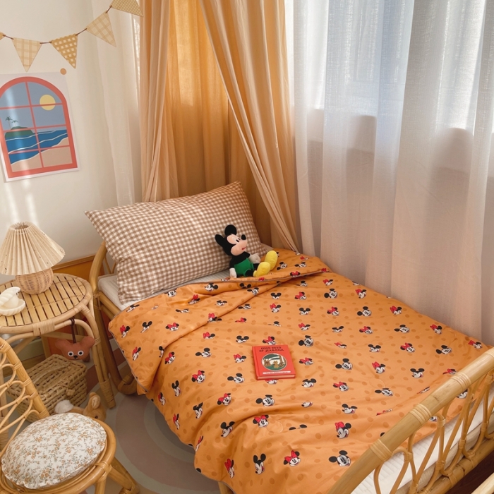 91家纺网 家纺一手货源 找家纺 星期八 2021新款全棉卡通儿童夏被 米奇-橙