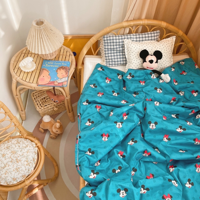 91家纺网 家纺一手货源 找家纺 星期八 2021新款全棉卡通儿童夏被 米奇-蓝