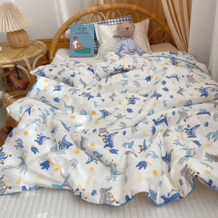 91家纺网 家纺一手货源 找家纺 星期八 2021新款全棉卡通儿童夏被 小恐龙