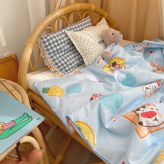 91家纺网 家纺一手货源 找家纺 星期八 2021新款全棉卡通儿童夏被 小奶牛