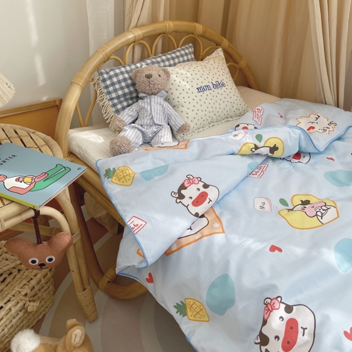 91家纺网 家纺一手货源 找家纺 星期八 2021新款全棉卡通儿童夏被 小奶牛