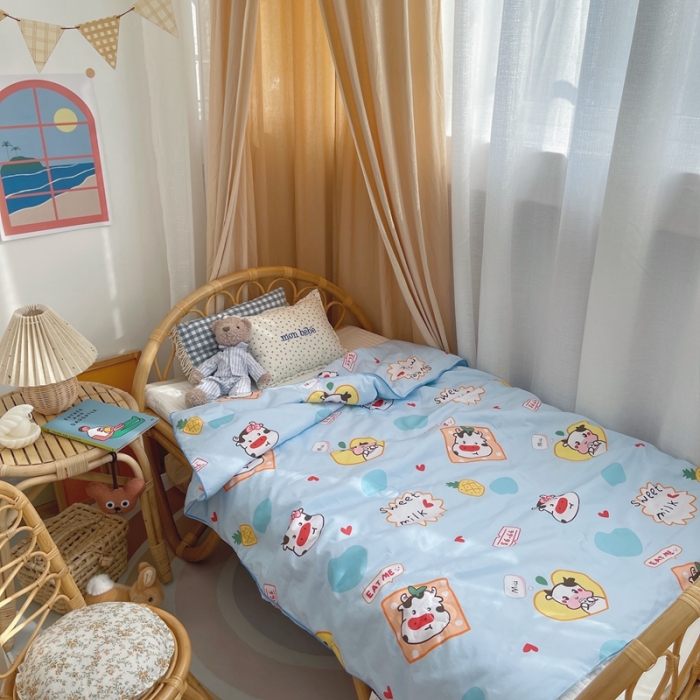 91家纺网 家纺一手货源 找家纺 星期八 2021新款全棉卡通儿童夏被 小奶牛