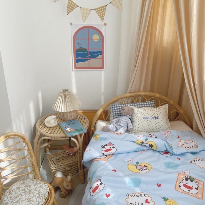 91家纺网 家纺一手货源 找家纺 星期八 2021新款全棉卡通儿童夏被 小奶牛