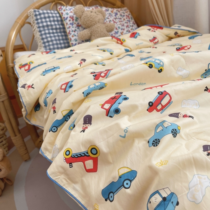 91家纺网 家纺一手货源 找家纺 星期八 2021新款全棉卡通儿童夏被 小汽车