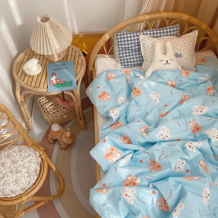 91家纺网 家纺一手货源 找家纺 星期八 2021新款全棉卡通儿童夏被 小兔子