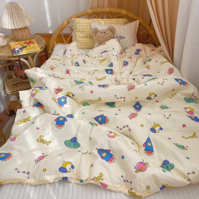 91家纺网 家纺一手货源 找家纺 星期八 2021新款全棉卡通儿童夏被 星球