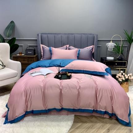 91家纺网 家纺一手货源 找家纺 橘滋家纺 2021新款100支长绒棉四件套花恋系列 粉