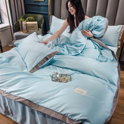 91家纺网 家纺一手货源 找家纺 总-金牛座2025魅惑系列宽边水洗真丝四件套冰丝四件套天丝四件套