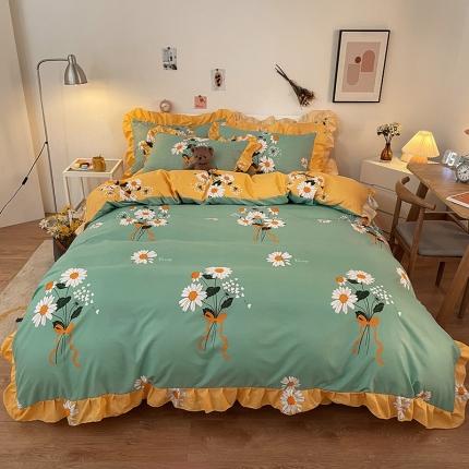 91家纺网 家纺一手货源 找家纺 （总）维娜斯 2021新款植物羊绒磨毛韩版花边四件套