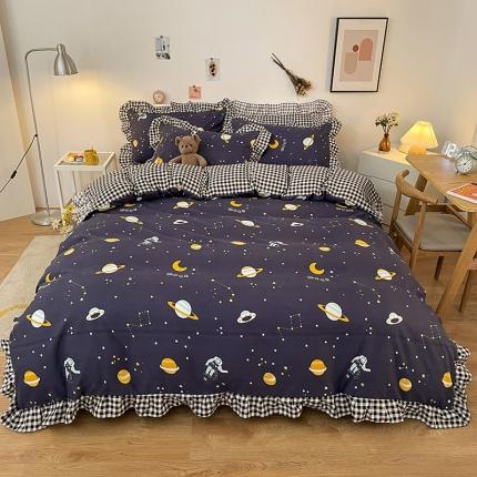 91家纺网 家纺一手货源 找家纺 （总）维娜斯 2021新款植物羊绒磨毛韩版花边四件套