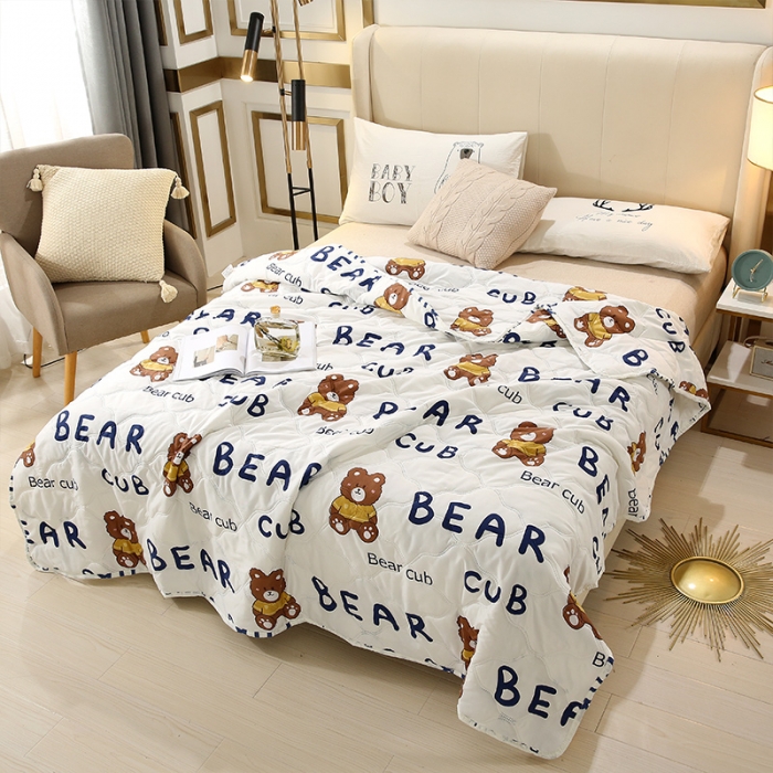 91家纺网 家纺一手货源 找家纺 畅销被业2021新款芦荟棉夏被夏凉被 熊宝贝