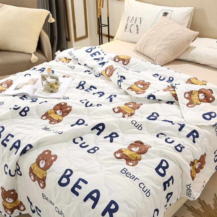 91家纺网 家纺一手货源 找家纺 畅销被业2021新款芦荟棉夏被夏凉被 熊宝贝