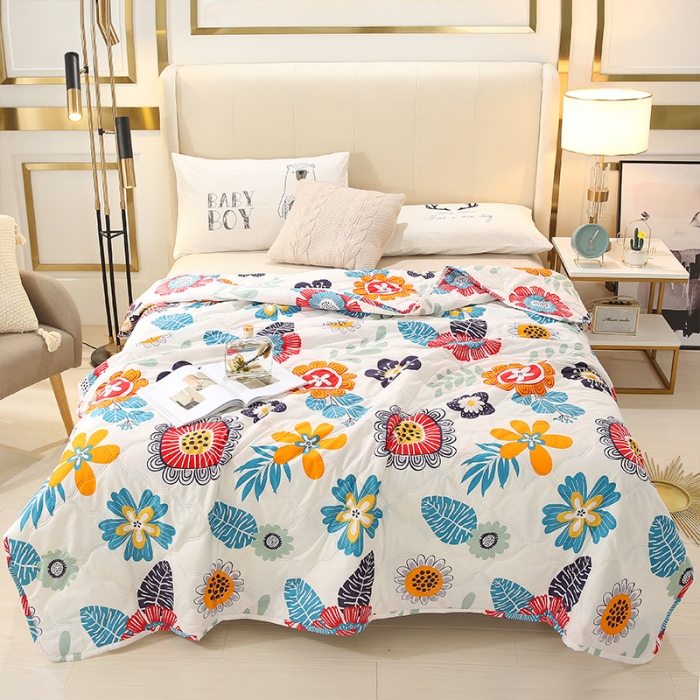 91家纺网 家纺一手货源 找家纺 畅销被业2021新款芦荟棉夏被夏凉被 溢彩时光