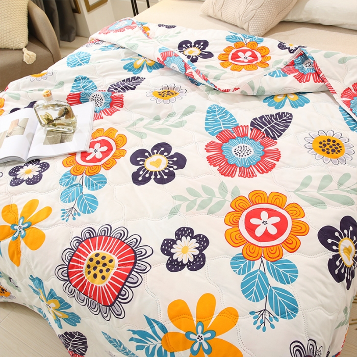 91家纺网 家纺一手货源 找家纺 畅销被业2021新款芦荟棉夏被夏凉被 溢彩时光