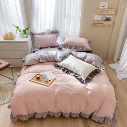 91家纺网 家纺一手货源 找家纺 （总）时年家纺 2021新款水洗棉花边款四件套