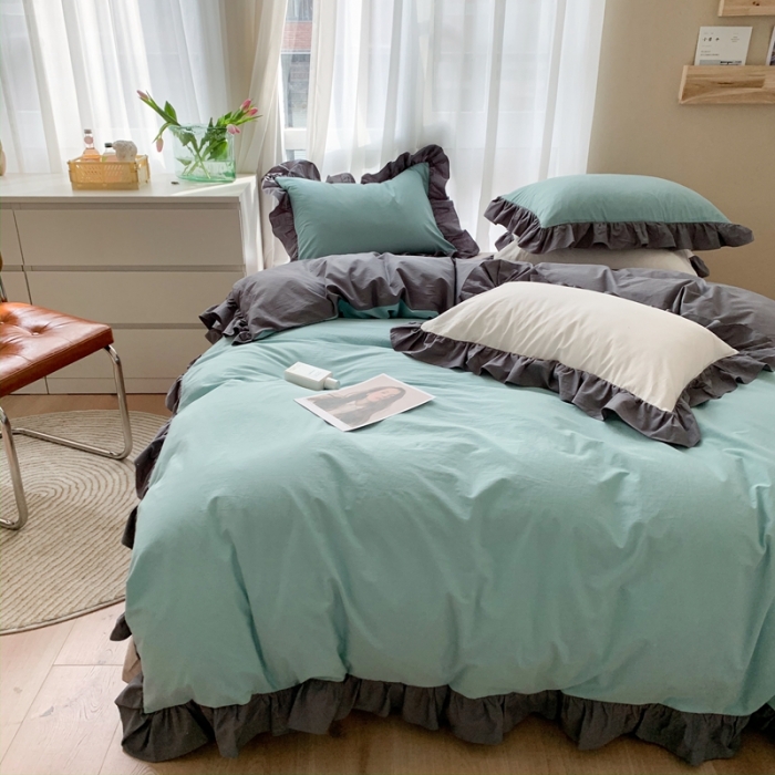 91家纺网 家纺一手货源 找家纺 （总）时年家纺 2021新款水洗棉花边款四件套