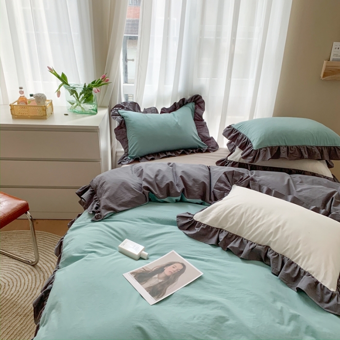 91家纺网 家纺一手货源 找家纺 （总）时年家纺 2021新款水洗棉花边款四件套