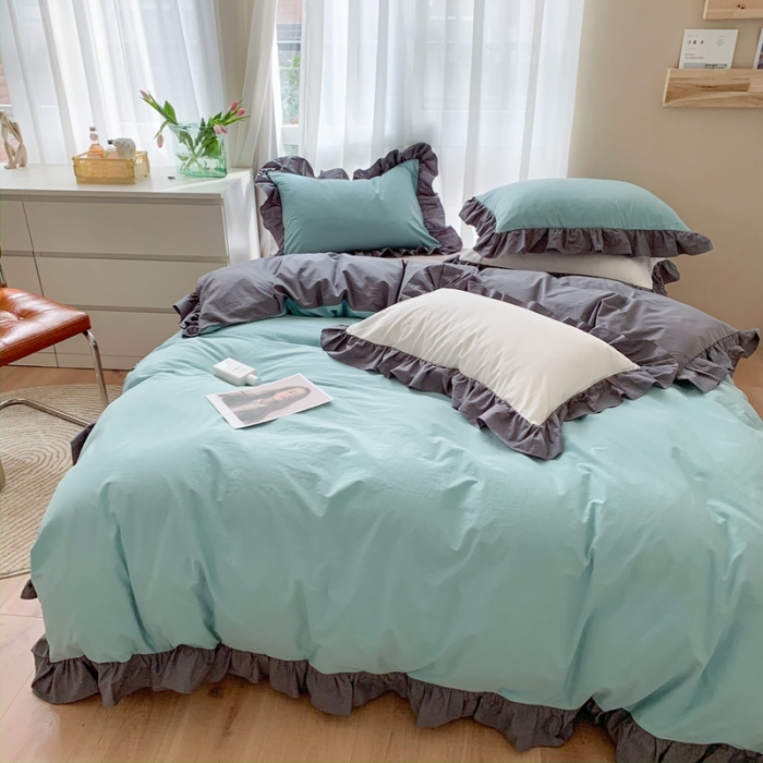 91家纺网 家纺一手货源 找家纺 （总）时年家纺 2021新款水洗棉花边款四件套