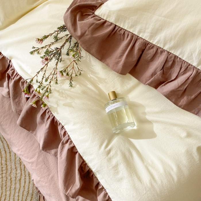 91家纺网 家纺一手货源 找家纺 时年家纺 2021新款水洗棉花边款四件套 可可蛋奶