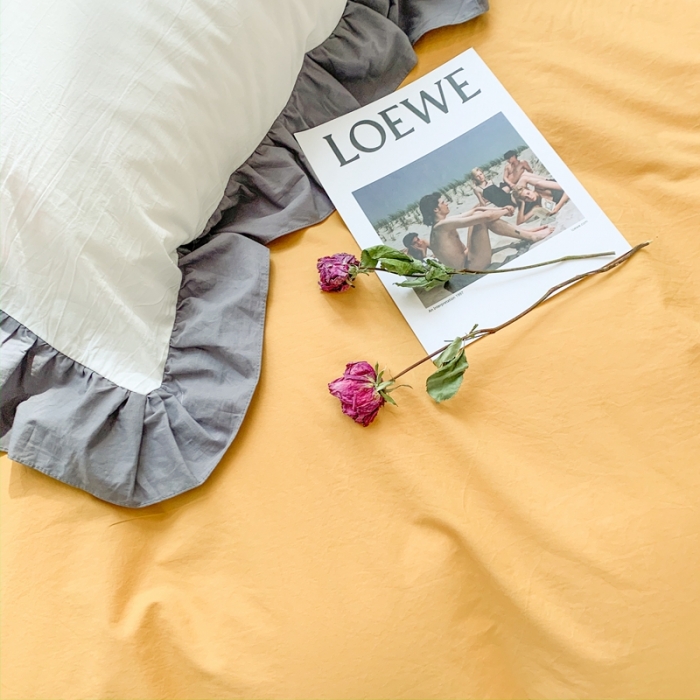 91家纺网 家纺一手货源 找家纺 时年家纺 2021新款水洗棉花边款四件套 芒果雪芭