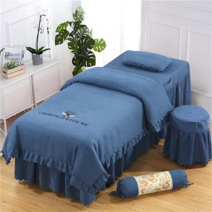 91家纺网 家纺一手货源 找家纺 乐逸家纺 2023新款棉麻雪芙尼美容套件棉麻韩版刺绣兰灰