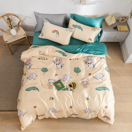 91家纺网 家纺一手货源 找家纺 （总）琪格格纺织 2022新款水洗真丝印花四件套