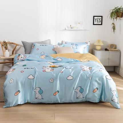 91家纺网 家纺一手货源 找家纺 （总）琪格格纺织 2022新款水洗真丝印花四件套