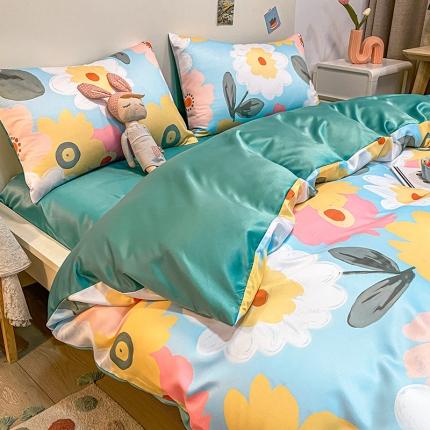 91家纺网 家纺一手货源 找家纺 （总）琪格格纺织 2022新款水洗真丝印花四件套