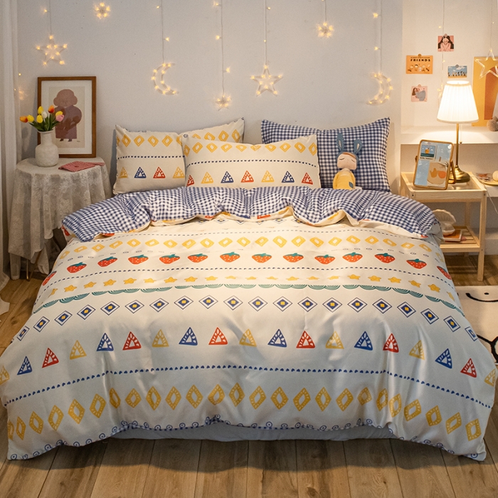 91家纺网 家纺一手货源 找家纺 琪格格纺织 2022新款水洗真丝印花四件套 波西时光