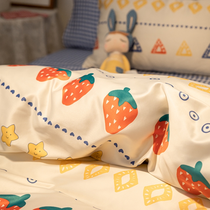 91家纺网 家纺一手货源 找家纺 琪格格纺织 2022新款水洗真丝印花四件套 波西时光