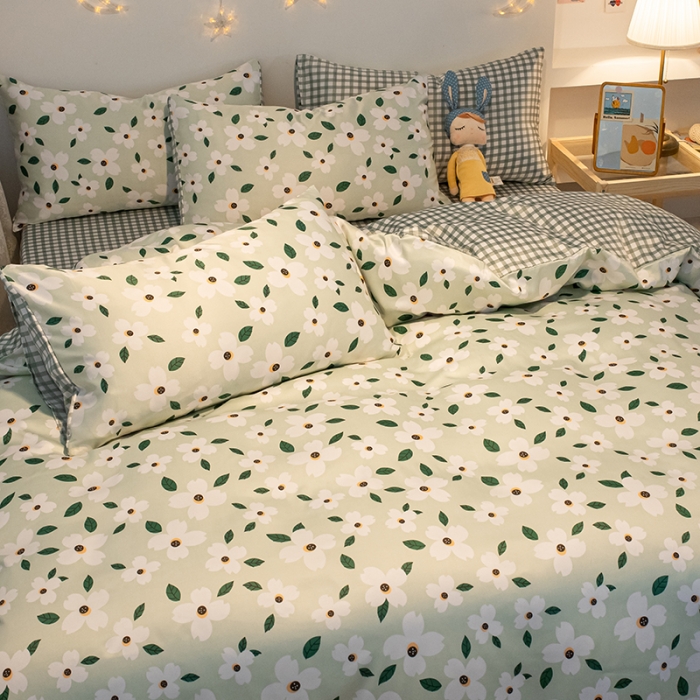 91家纺网 家纺一手货源 找家纺 琪格格纺织 2022新款水洗真丝印花四件套 春风夏意