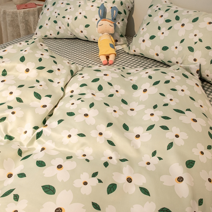 91家纺网 家纺一手货源 找家纺 琪格格纺织 2022新款水洗真丝印花四件套 春风夏意