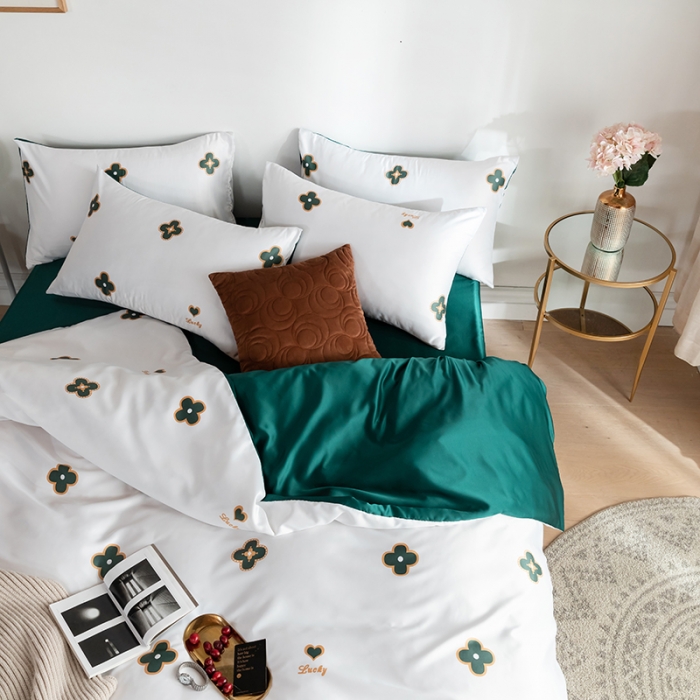 91家纺网 家纺一手货源 找家纺 琪格格纺织 2022新款水洗真丝印花四件套 雅香白