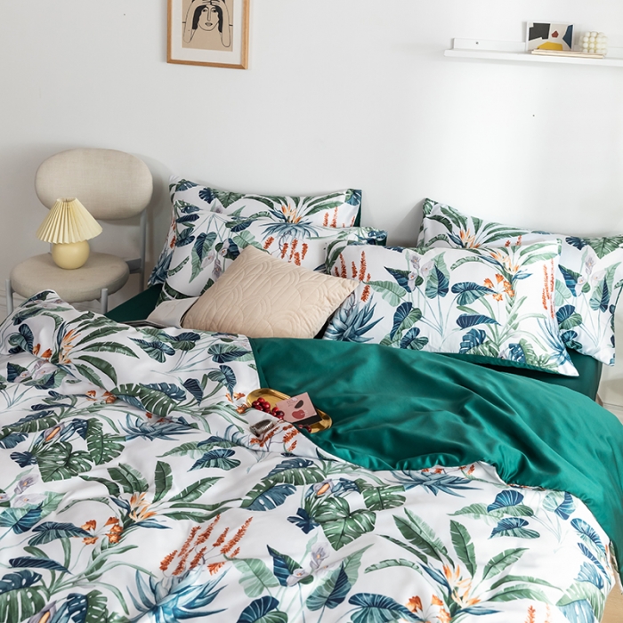 91家纺网 家纺一手货源 找家纺 琪格格纺织 2022新款水洗真丝印花四件套 回归自然