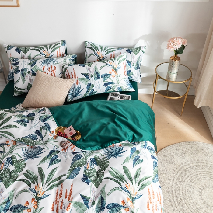 91家纺网 家纺一手货源 找家纺 琪格格纺织 2022新款水洗真丝印花四件套 回归自然