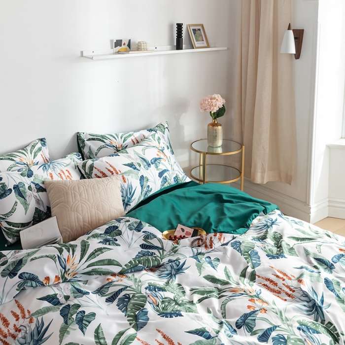 91家纺网 家纺一手货源 找家纺 琪格格纺织 2022新款水洗真丝印花四件套 回归自然