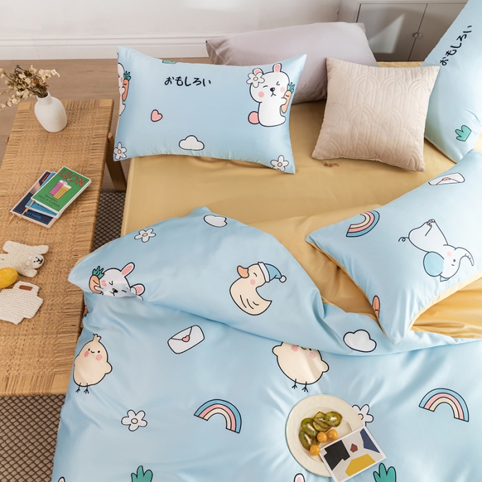 91家纺网 家纺一手货源 找家纺 琪格格纺织 2022新款水洗真丝印花四件套 想你