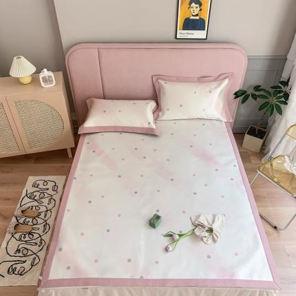 91家纺网 家纺一手货源 找家纺 时年家纺 2021新款卡通水洗冰露丝养生凉席 彩虹点点