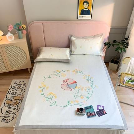 91家纺网 家纺一手货源 找家纺 时年家纺 2021新款卡通水洗冰露丝养生凉席 萌芽