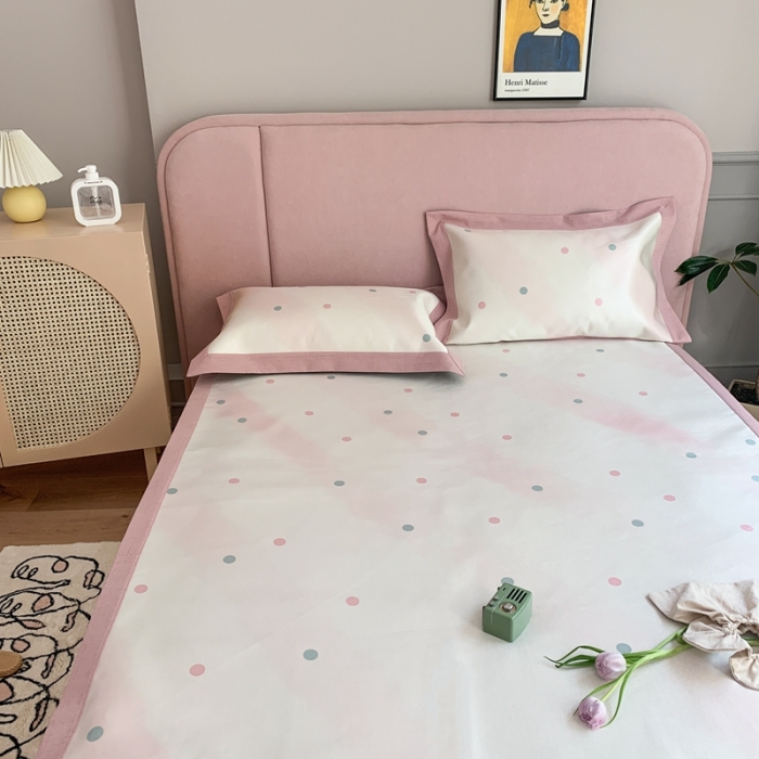 91家纺网 家纺一手货源 找家纺 时年家纺 2021新款卡通水洗冰露丝养生凉席 彩虹点点