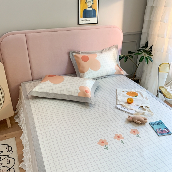 91家纺网 家纺一手货源 找家纺 时年家纺 2021新款卡通水洗冰露丝养生凉席 春日