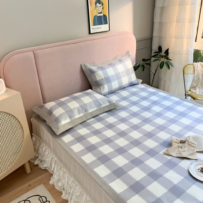 91家纺网 家纺一手货源 找家纺 时年家纺 2021新款卡通水洗冰露丝养生凉席 海蓝格