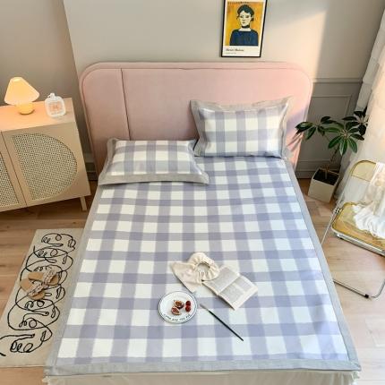 时年家纺 2021新款卡通水洗冰露丝养生凉席 海蓝格