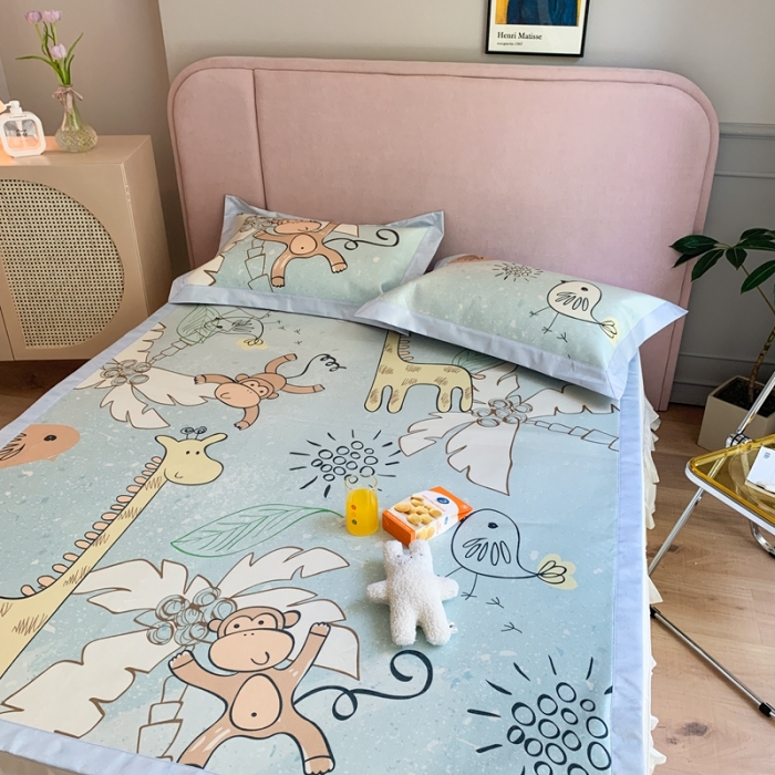 91家纺网 家纺一手货源 找家纺 时年家纺 2021新款卡通水洗冰露丝养生凉席 卡通乐园