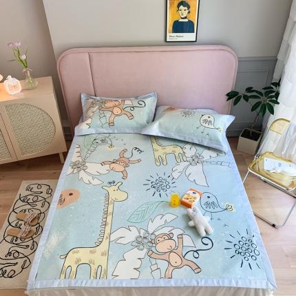 时年家纺 2021新款卡通水洗冰露丝养生凉席 卡通乐园